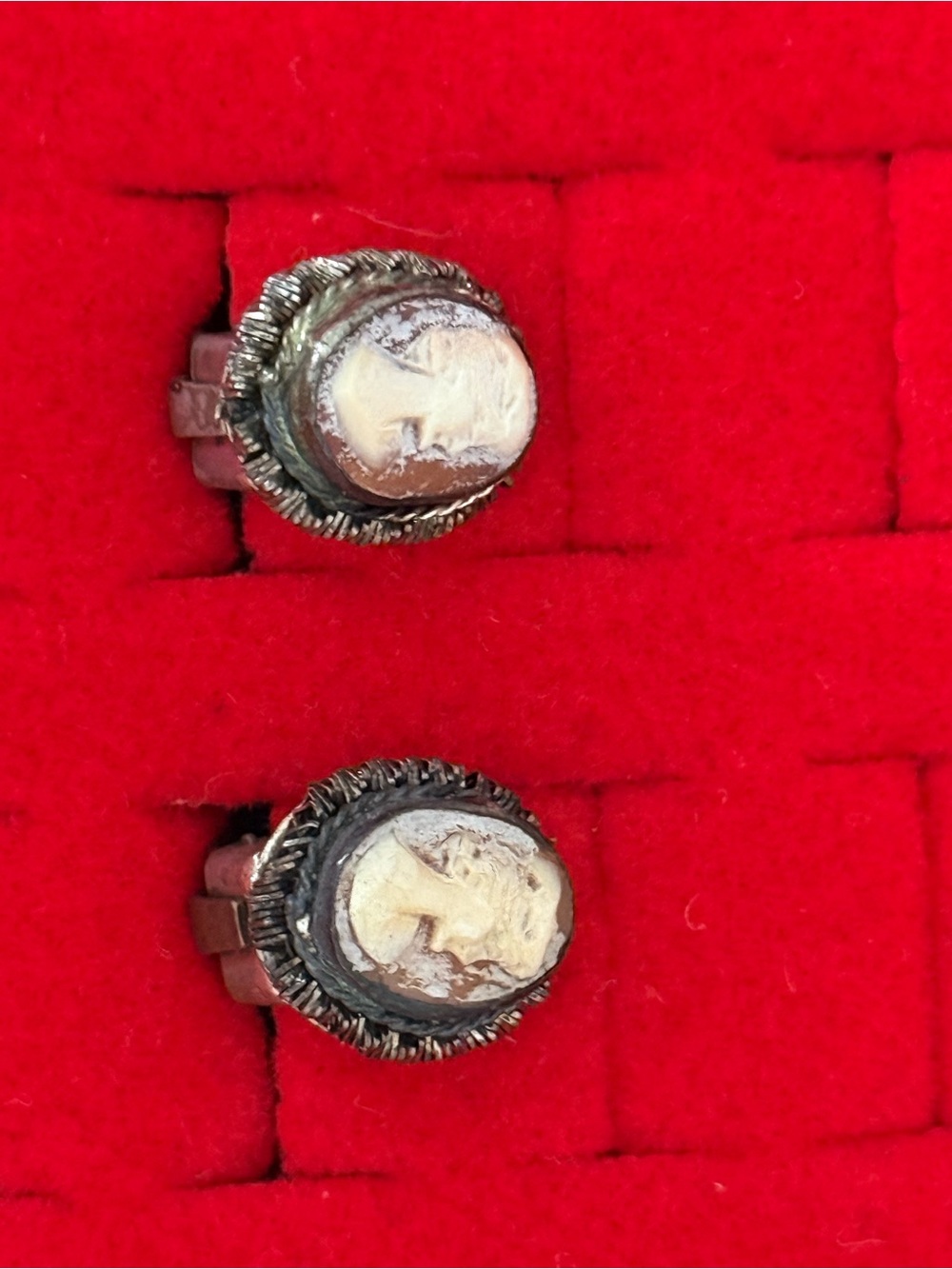 Sterling Silver Cameo Clip Earrings Vintage